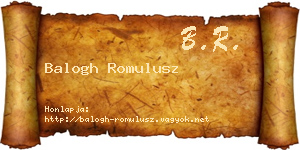 Balogh Romulusz névjegykártya